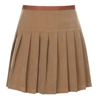 Sexy Tight Fitting Solid Color Simple Pleated Skirt Khaki - Shop at LoveMi