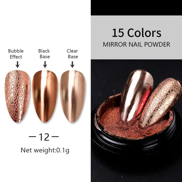 Nail Art Laser Mirror Silver Fine Plating Metal Glitter Brown - Shop at LoveMi