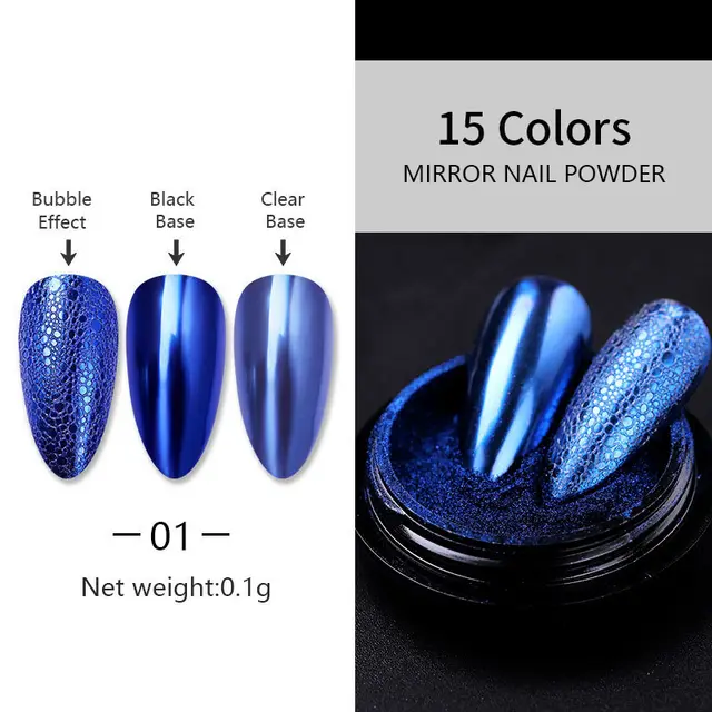 Nail Art Laser Mirror Silver Fine Plating Metal Glitter Dark Blue - Shop at LoveMi