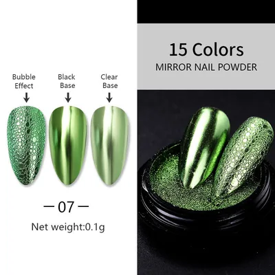 Nail Art Laser Mirror Silver Fine Plating Metal Glitter Light Green - Shop at LoveMi
