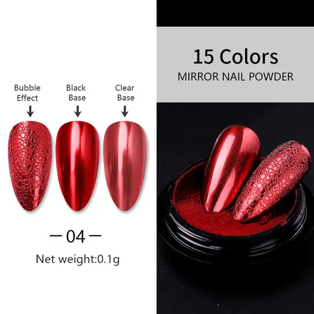 Nail Art Laser Mirror Silver Fine Plating Metal Glitter Red - Shop at LoveMi