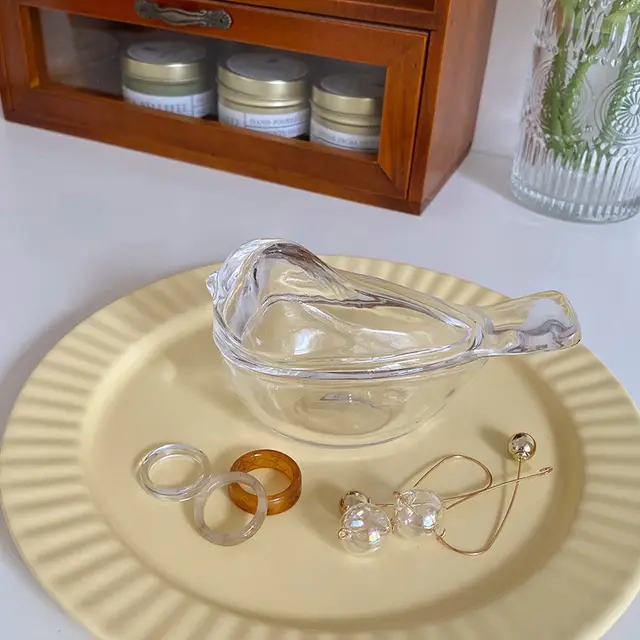 Amber Transparent Glass Bird Jewelry Box Jewelry Storage White - Shop at LoveMi
