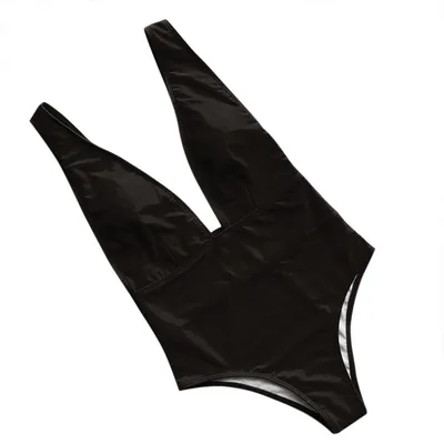 One piece V neck, Leak back And High waisted Sexy Ladies Swimsuit Black - Shop at LoveMi