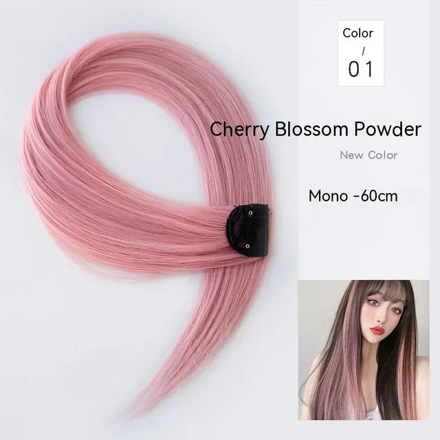 Gradient Color Straight Hair Piece High Temperature Silk Curly Hair Pink - Shop at LoveMi