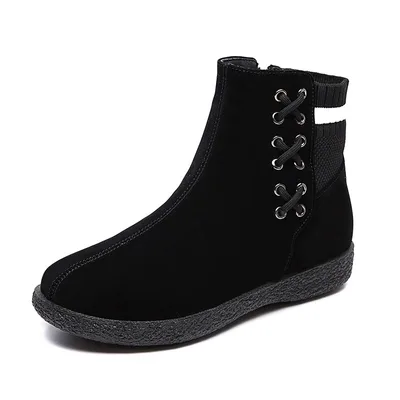 New Autumn And Winter Snow Boots Women's Plus Size Plus Velvet Cotton Shoes Black - Shop at LoveMi
