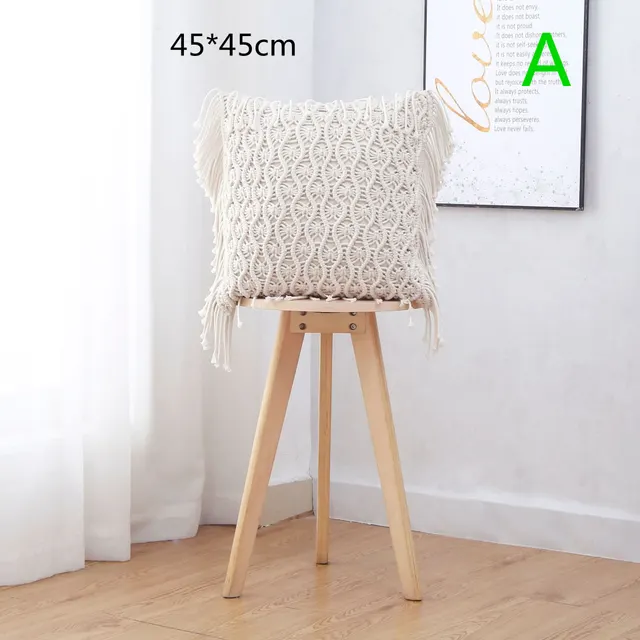 Hand knitted Cotton Rope Craft Pillowcase White - Shop at LoveMi