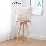 Hand-knitted Cotton Rope Craft Pillowcase - White