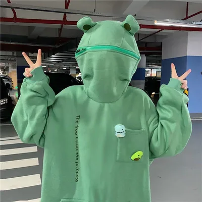 Couples Wear Frog Pullover Sweater Women Green - Shop at LoveMi