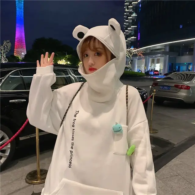 Couples Wear Frog Pullover Sweater Women White - Shop at LoveMi