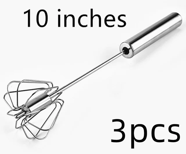 Stainless Steel Semi Automatic Egg Beater Kitchen Tools Hand Held - 3Pcs Steel