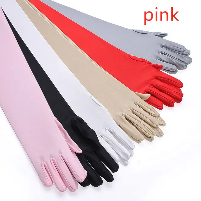 Women's High Elastic Long Gloves With Sun Protection And UV Protection Pink - Shop at LoveMi
