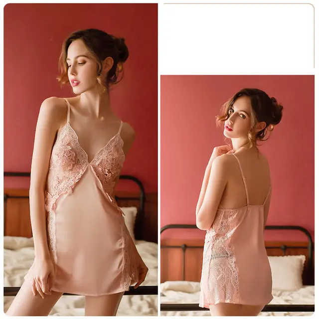 Sexy Temptation Sexy Suspender Lace Nightdress Pink - Shop at LoveMi