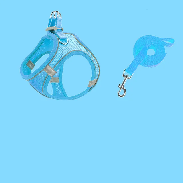 Pet Chest Strap Breathable Vest Reflective Traction Rope Suit Blue - Shop at LoveMi