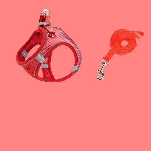 Pet Chest Strap Breathable Vest Reflective Traction Rope Suit Red - Shop at LoveMi