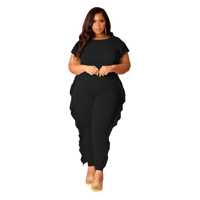 Sports And Leisure Trousers Suit With Stitching Wood Ears Black - Shop at LoveMi