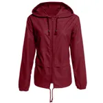 Raincoat Zipper Hooded Lightweight Outdoor Jacket Thin Outdoor Jacket - Wine