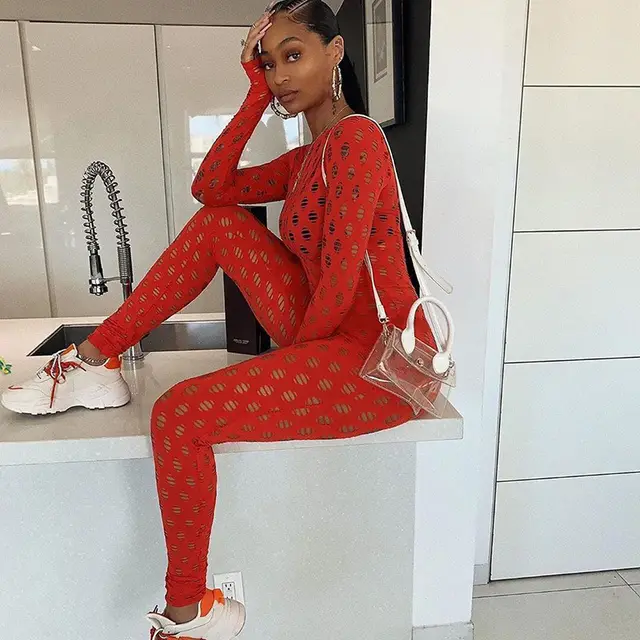 Sexy Perspective Close Fitting Sports Suit Red - Shop at LoveMi