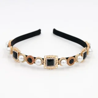 Simple Multi-Color Versatile Headband, Exquisite and Delicate Metal Bridal Headband - Black