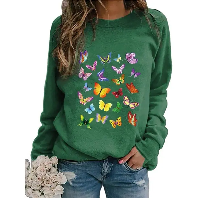 Animal European And American Print Crew Neck Sweater Green - Shop at LoveMi