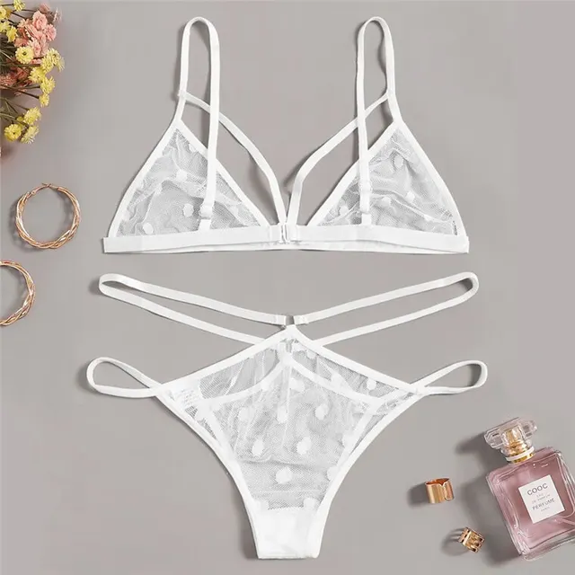 European And American Erotic Lingerie Sexy See Through Underwear Two Piece Suit White - Shop at LoveMi