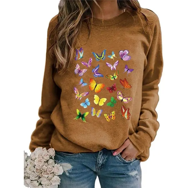 Animal European And American Print Crew Neck Sweater Brown - Shop at LoveMi