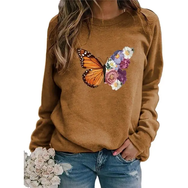 Animal European And American Print Crew Neck Sweater Brown - Shop at LoveMi