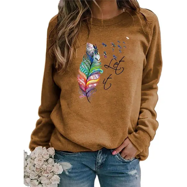 Animal European And American Print Crew Neck Sweater Brown - Shop at LoveMi