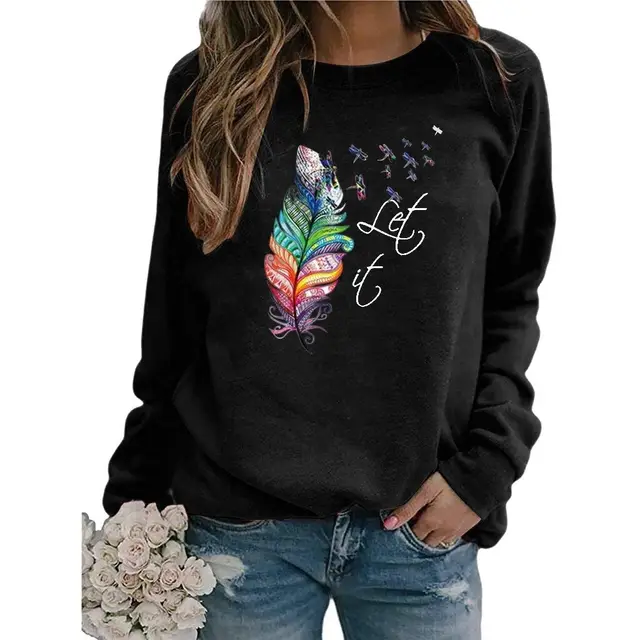 Animal European And American Print Crew Neck Sweater Black - Shop at LoveMi