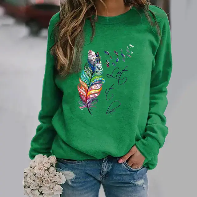 Animal European And American Print Crew Neck Sweater Green - Shop at LoveMi