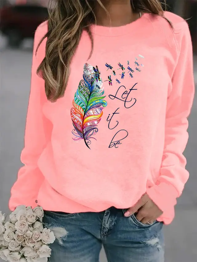 Animal European And American Print Crew Neck Sweater Pink - Shop at LoveMi