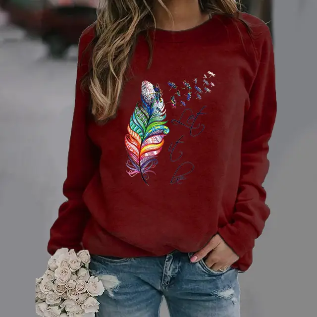 Animal European And American Print Crew Neck Sweater Red Wine - Shop at LoveMi
