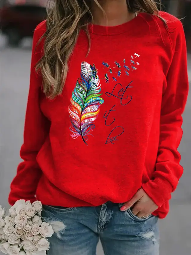 Animal European And American Print Crew Neck Sweater Red - Shop at LoveMi