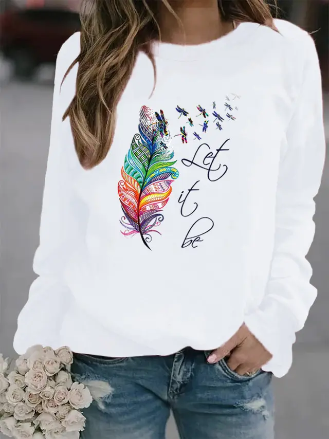 Animal European And American Print Crew Neck Sweater White - Shop at LoveMi