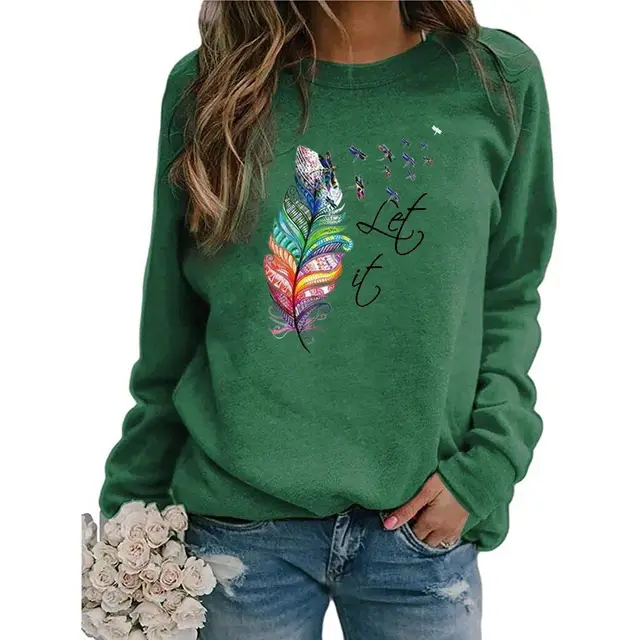 Animal European And American Print Crew Neck Sweater Green - Shop at LoveMi