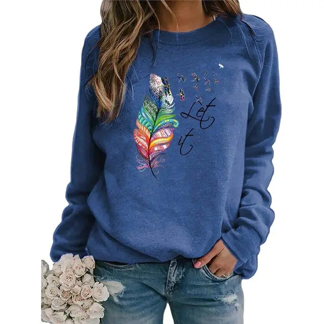 Animal European And American Print Crew Neck Sweater Blue - Shop at LoveMi