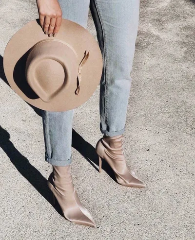 Korean Style Pointed Toe Elastic Stiletto Boots Beige - Shop at LoveMi