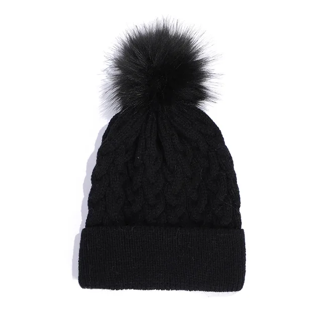 Korean Fashion Casual Monochrome Hair Ball Curling Hat Black - Shop at LoveMi
