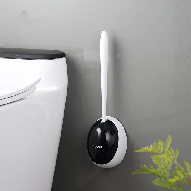 Toilet Brush with Silicone Holder Wall mounted Black - Shop at LoveMi