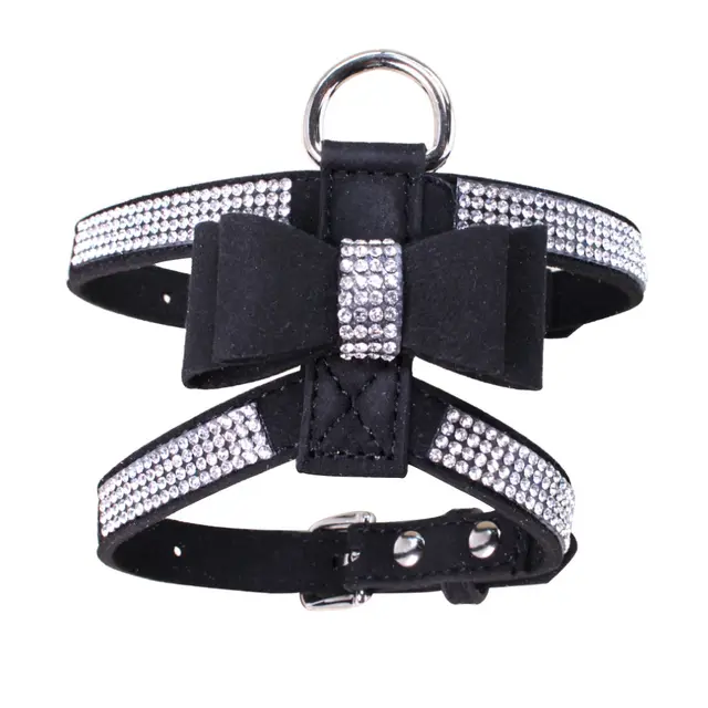 Shiny Rhinestone Anti strike off Pet Chest Strap Leash Black - Shop at LoveMi