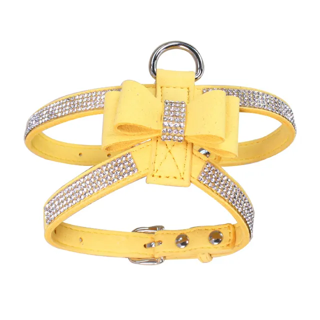 Shiny Rhinestone Anti strike off Pet Chest Strap Leash Yellow - Shop at LoveMi