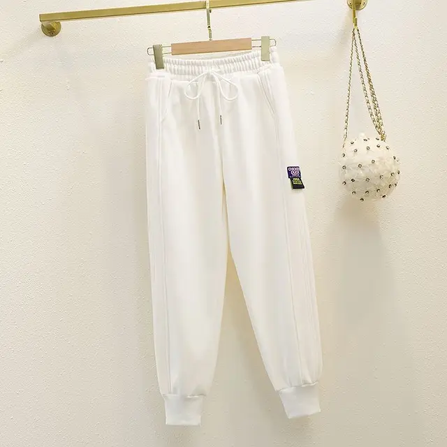 Fashion Loose High Waist Padded Harem Pants White - Shop at LoveMi
