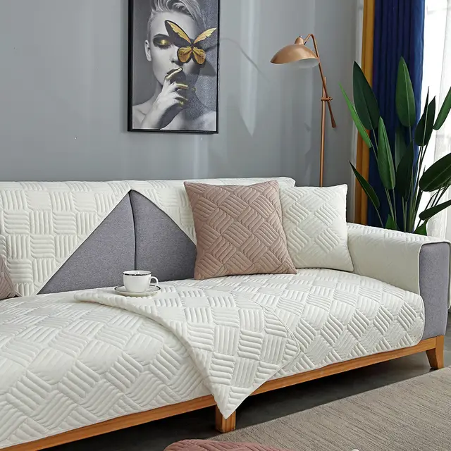 New Thick Solid Color Plush Sofa Cushion For Autumn And Winter White - Shop at LoveMi