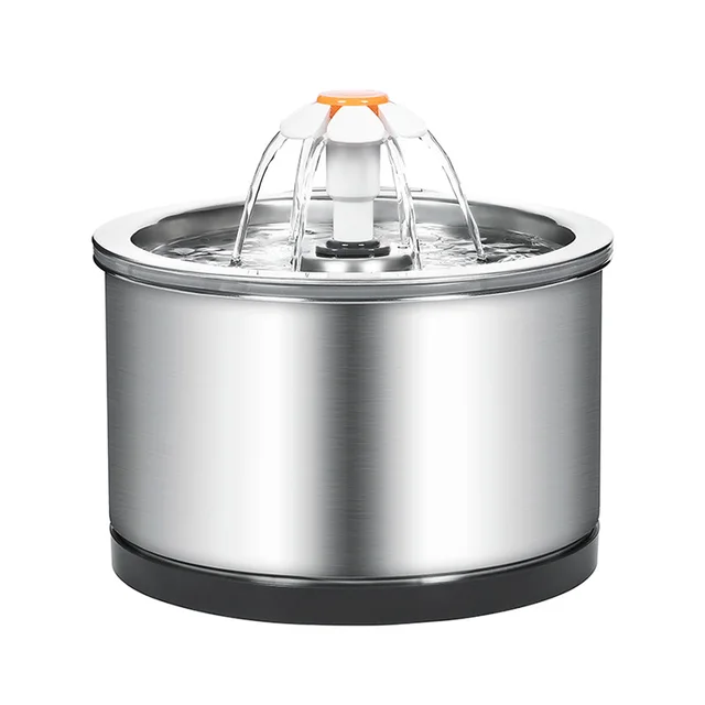 Stainless Steel Cat And Small Flower Drinking Bowl Dog Drinking Fountain Silver - Shop at LoveMi