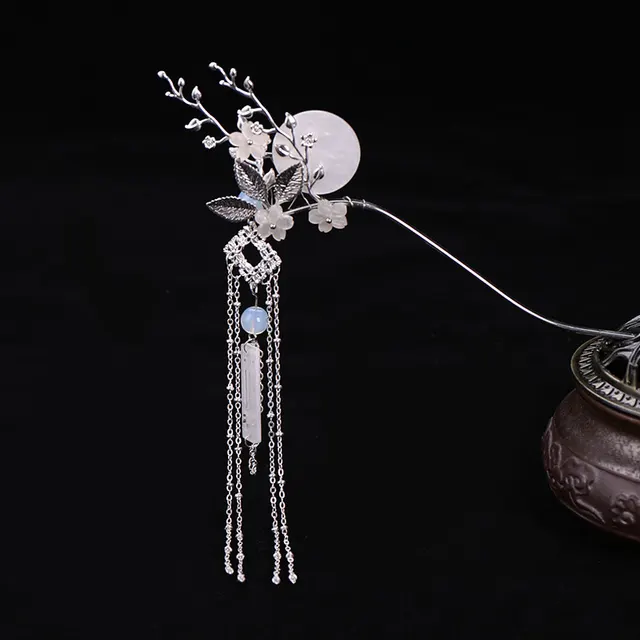 Retro Branches Of Shells Tassel Hairpin Silver - Shop at LoveMi