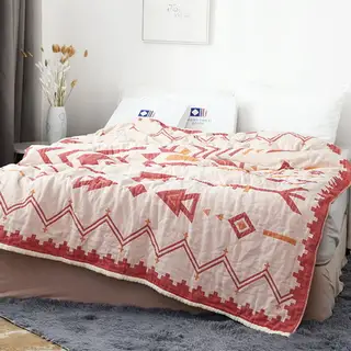 Breathable Towel Quilt With Thickened Six-Layer Cotton Gauze - Red
