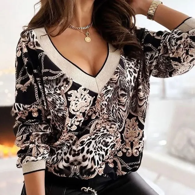 Women's Elegant Long Sleeved Floral Print T Shirt 2 Black - Shop at LoveMi