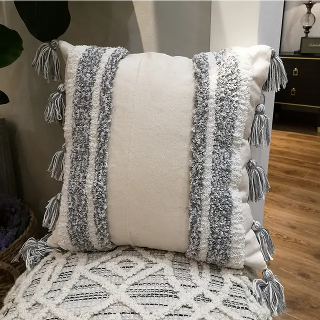 India Original Pillow Moroccan Modern Minimalist Nordic Style Handmade Tassel Waist Pillow Cushion Cover - Shop at LoveMi