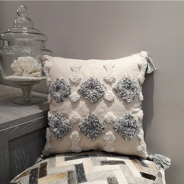 India Original Pillow Moroccan Modern Minimalist Nordic Style Handmade Tassel Waist Pillow Cushion Cover - Shop at LoveMi