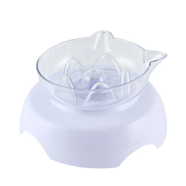 Oblique Mouth Protects The Cervical Spine Transparent Plastic Cat Bowl White - Shop at LoveMi