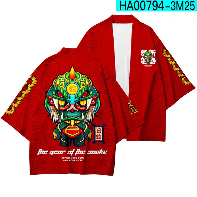 Fashion Red Year Of The Ox Printed Robe Top H - Shop at LoveMi